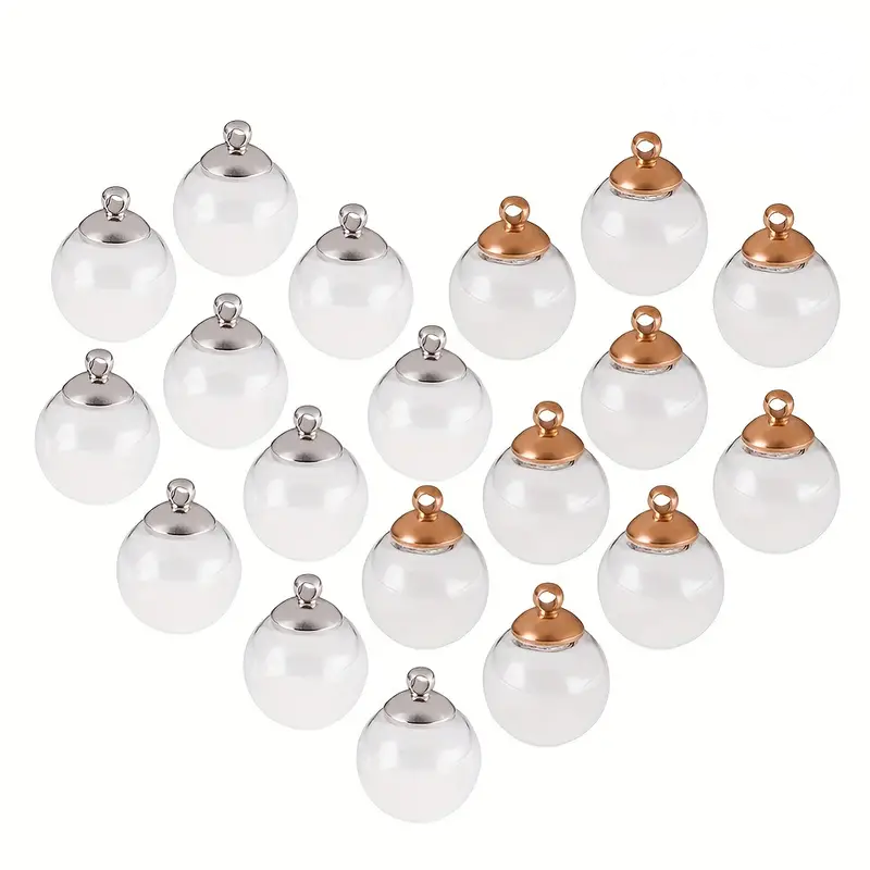 Round Mechanized Blown Glass Globe Beads with Clear Glass Globe Bottle Charms