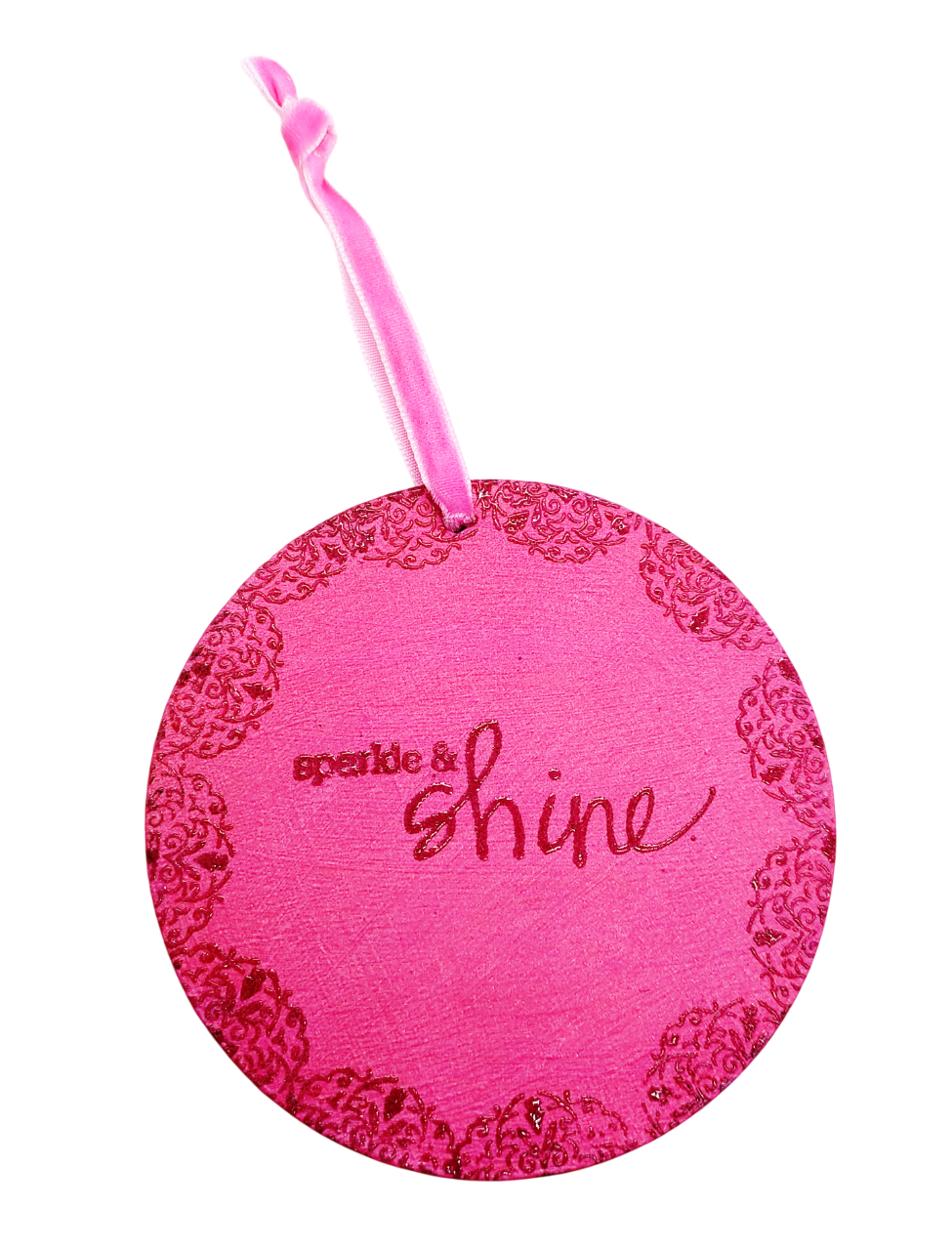 Pink Sparkle & Shine Wooden Hanging Accent Ornament 