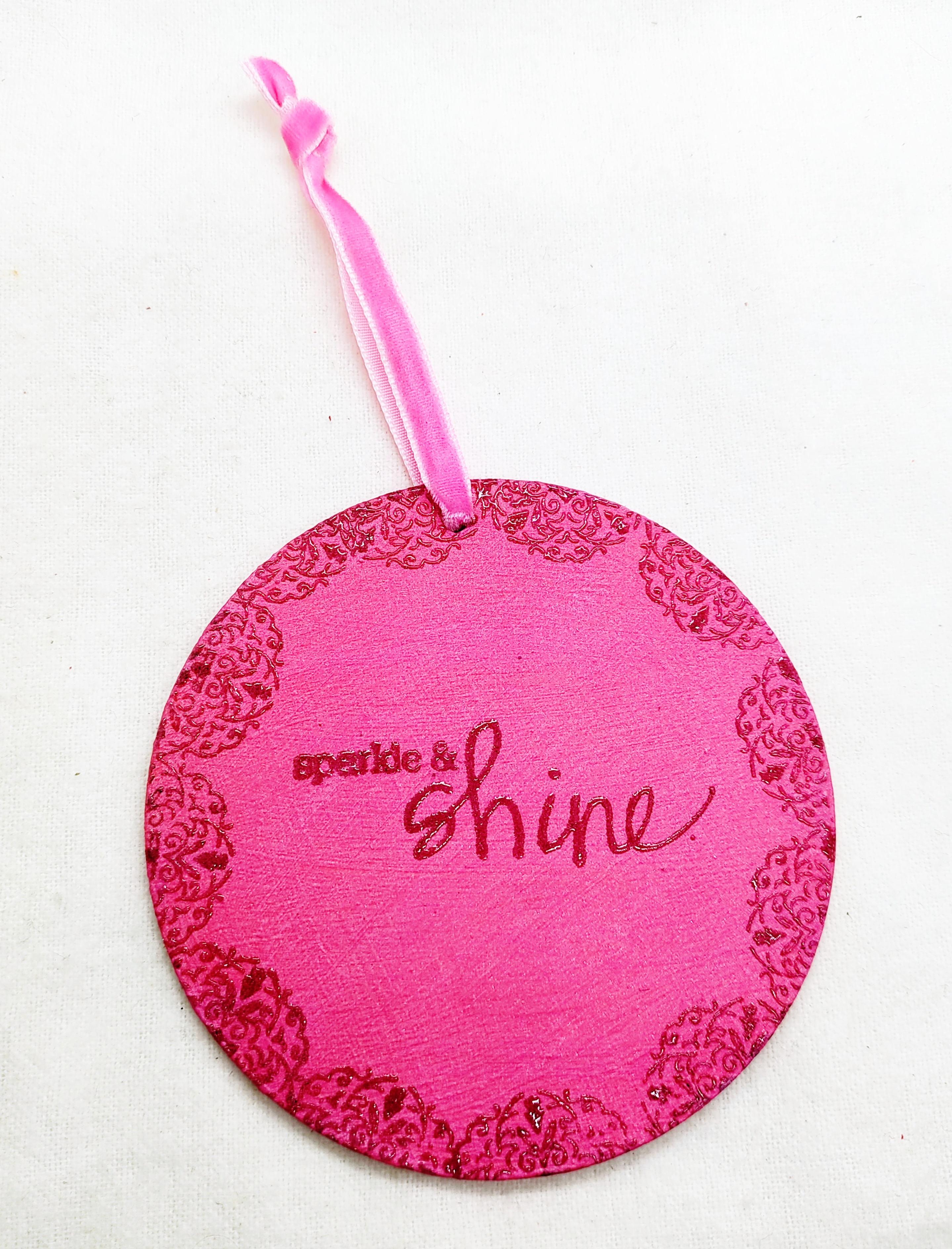 Pink Sparkle & Shine Wooden Hanging Accent Ornament 