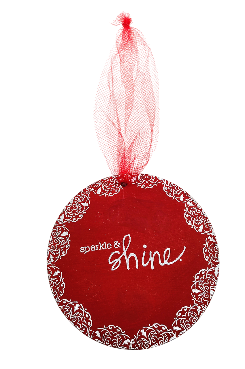 Red Sparkle & Shine Wooden Hanging Accent Ornament Decor 