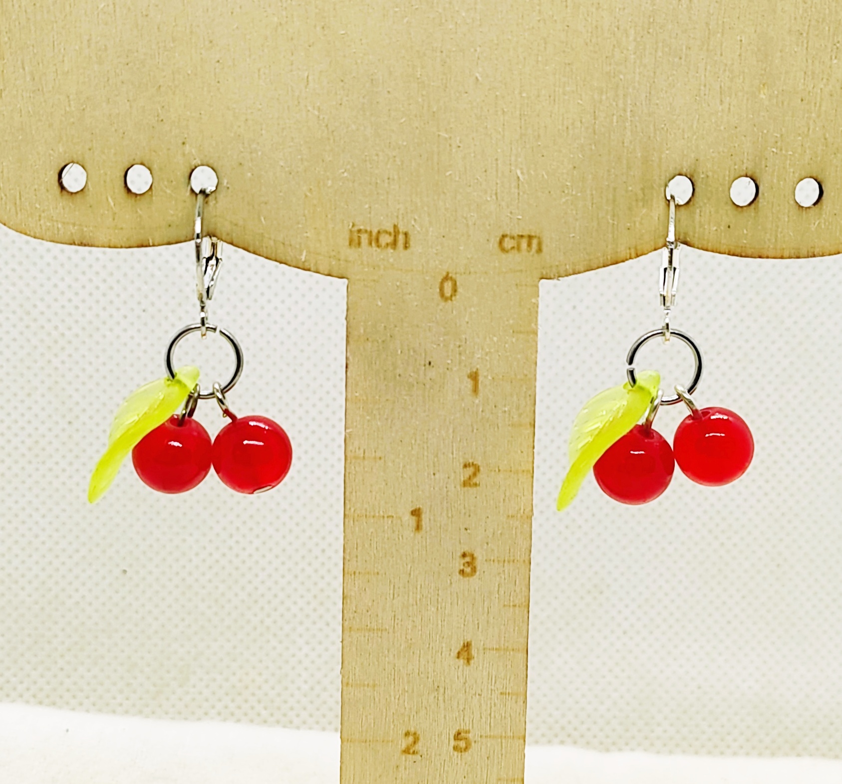Playful Red Cherry Charm Gold Plated Drop Earrings 