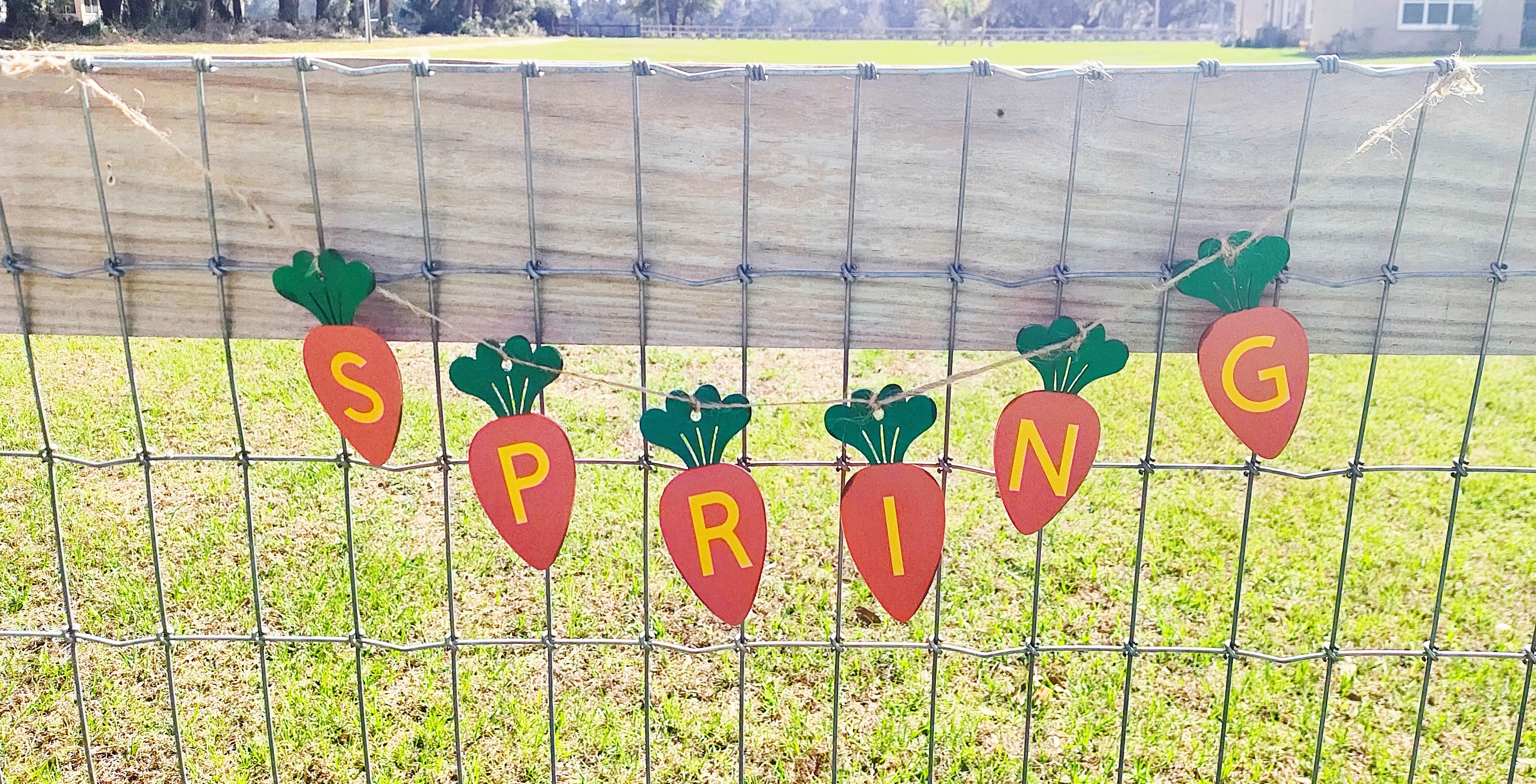 Handmade Spring Wooden Carrot Banner 