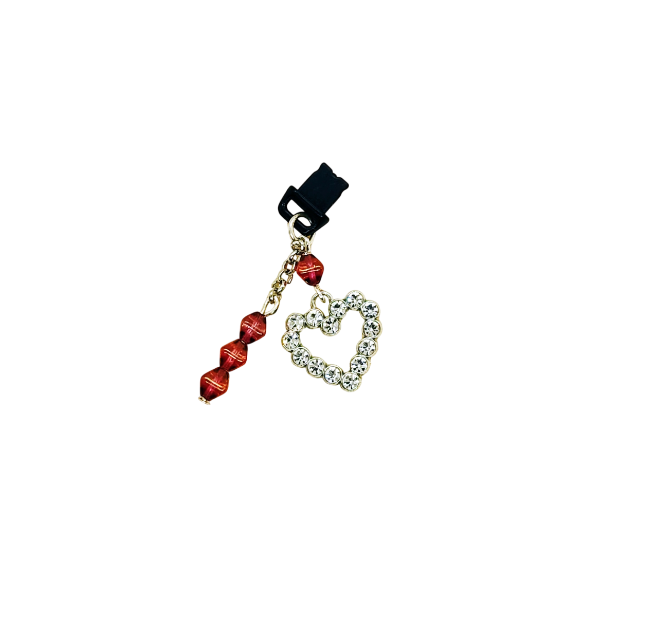 Rhinestone Heart Beaded Dust Plug Phone Charm