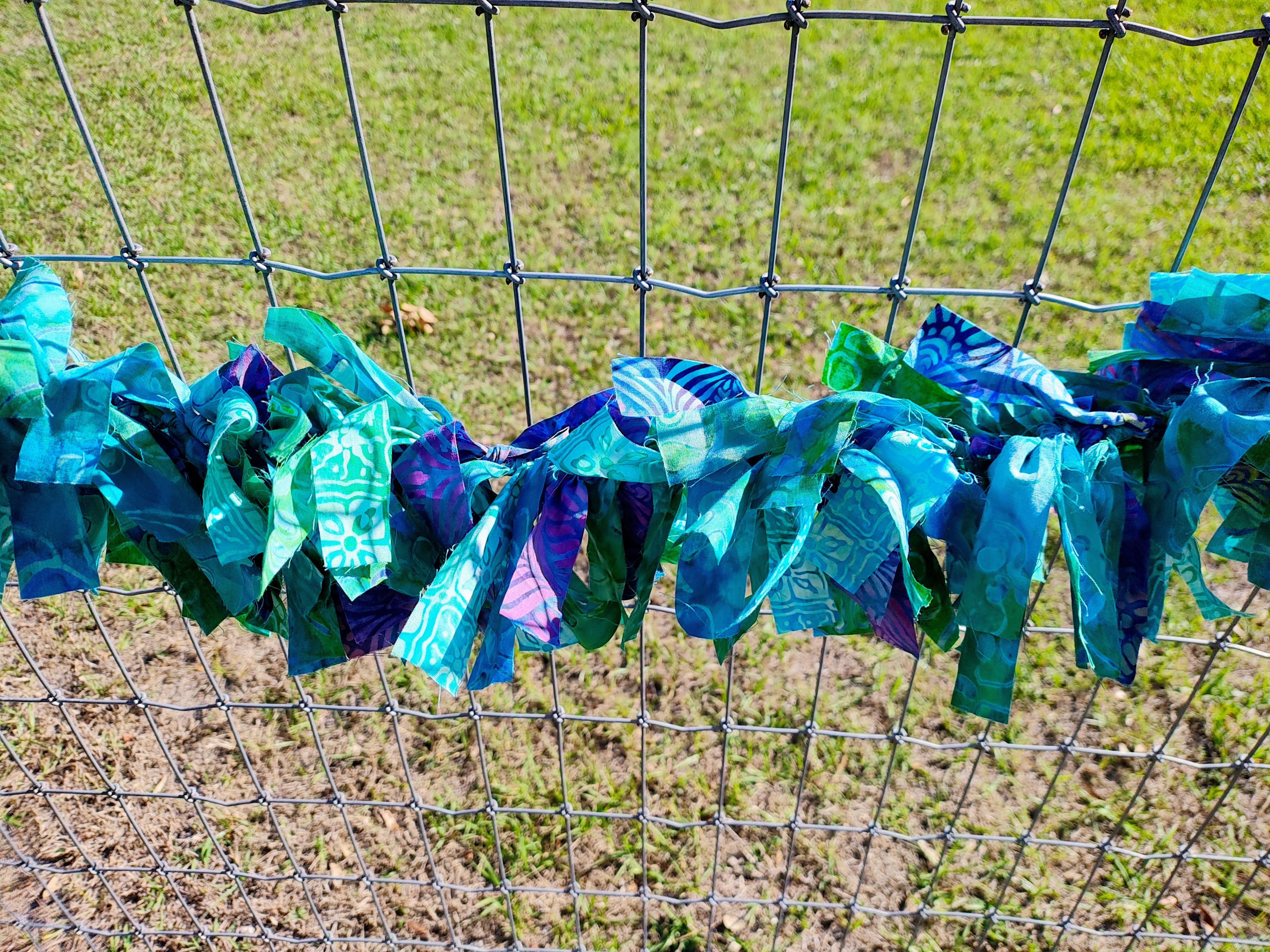 Handmade Mermaid Colored Fabric Rag Tie Bunting Garland Banner 