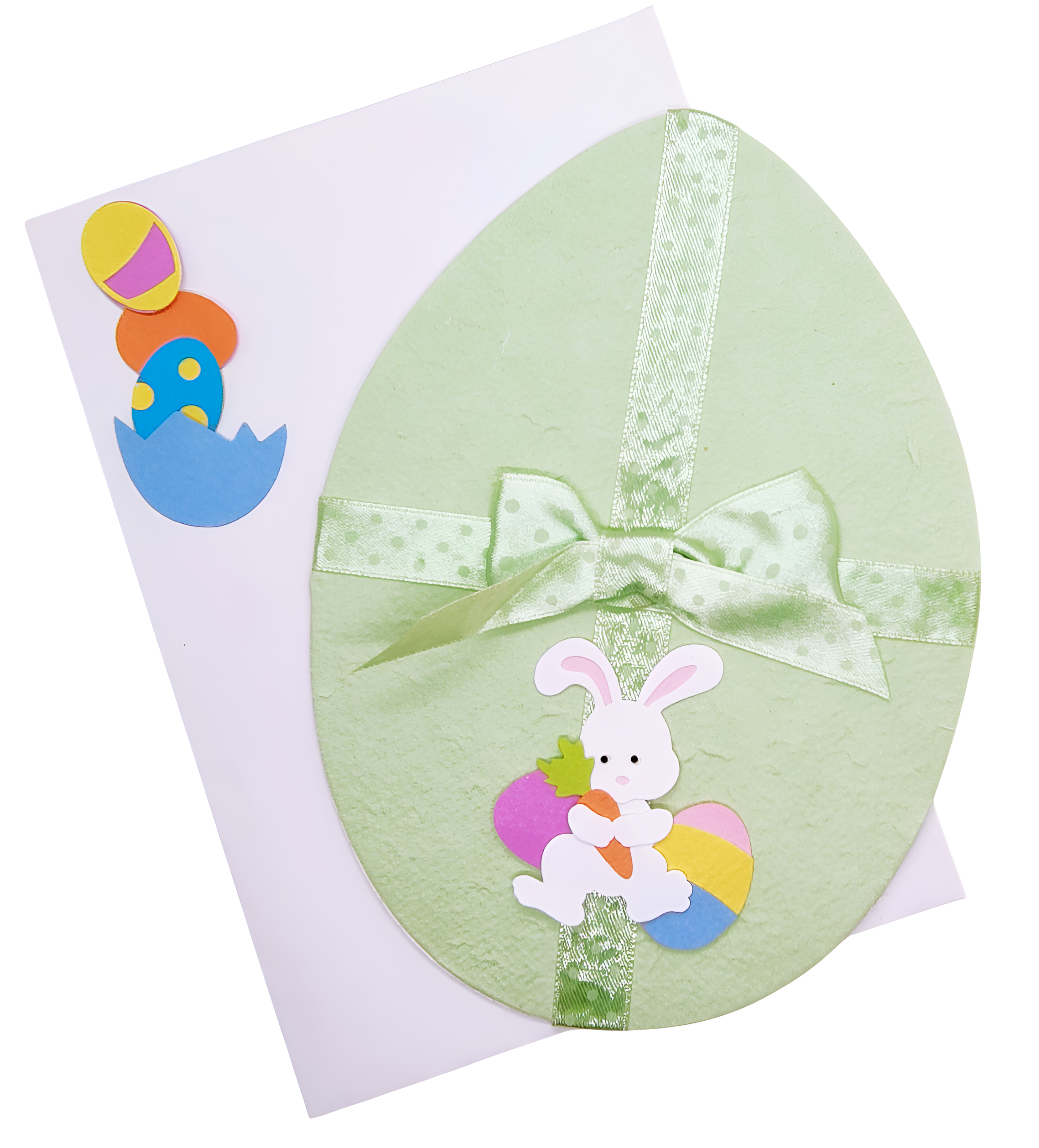 Handmade Egg Shaped Easter Bunny Rabbit Easter Greeting Card 