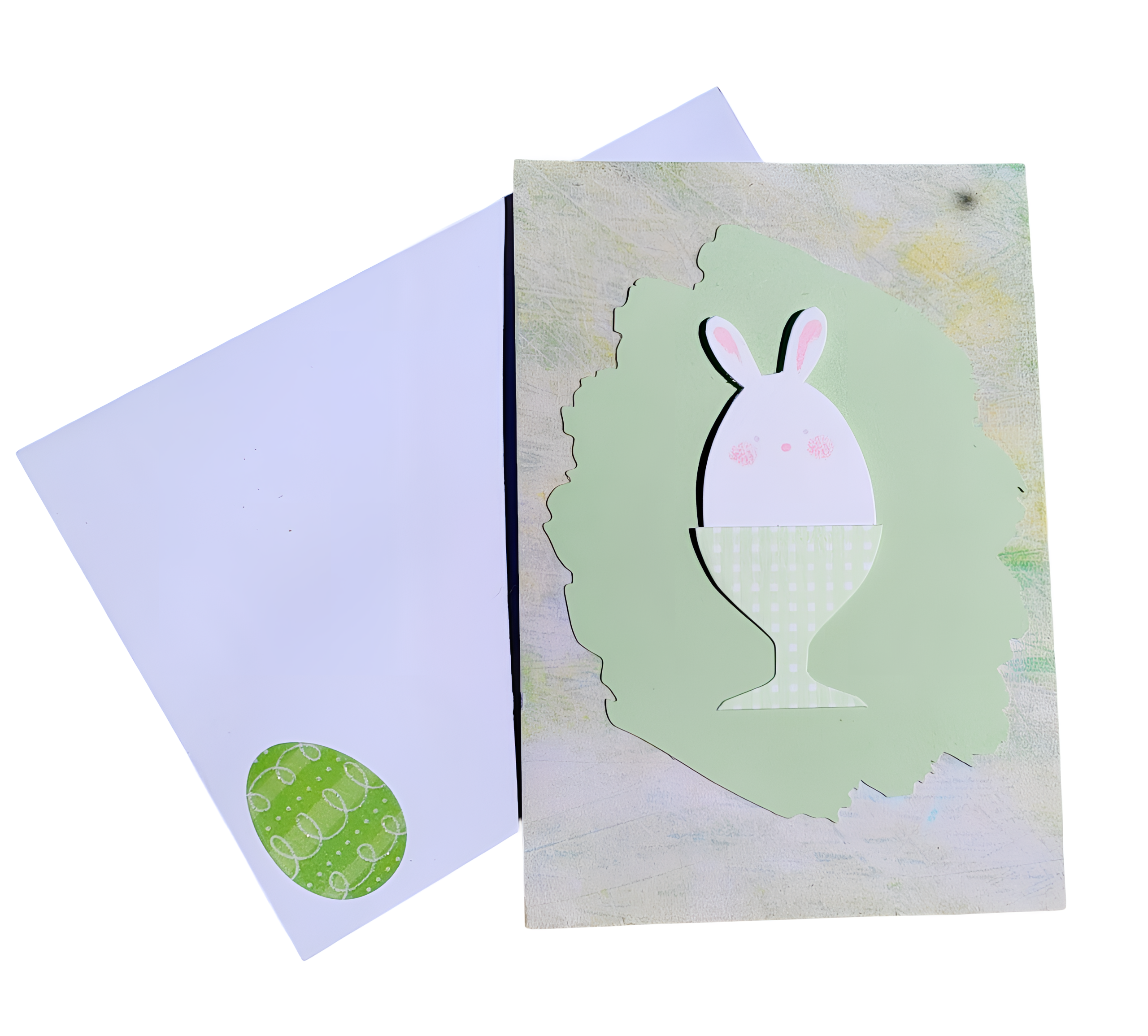 Handmade Easter Bunny in Egg Cup Easter Greeting Card
