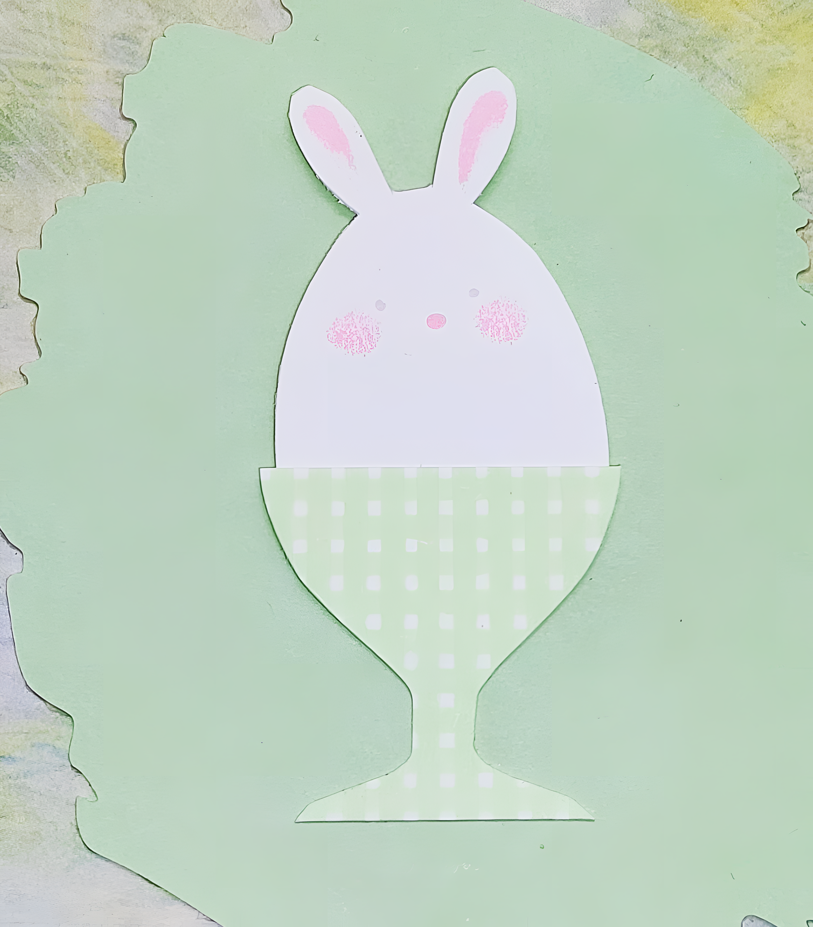 Handmade Easter Bunny in Egg Cup Easter Greeting Card