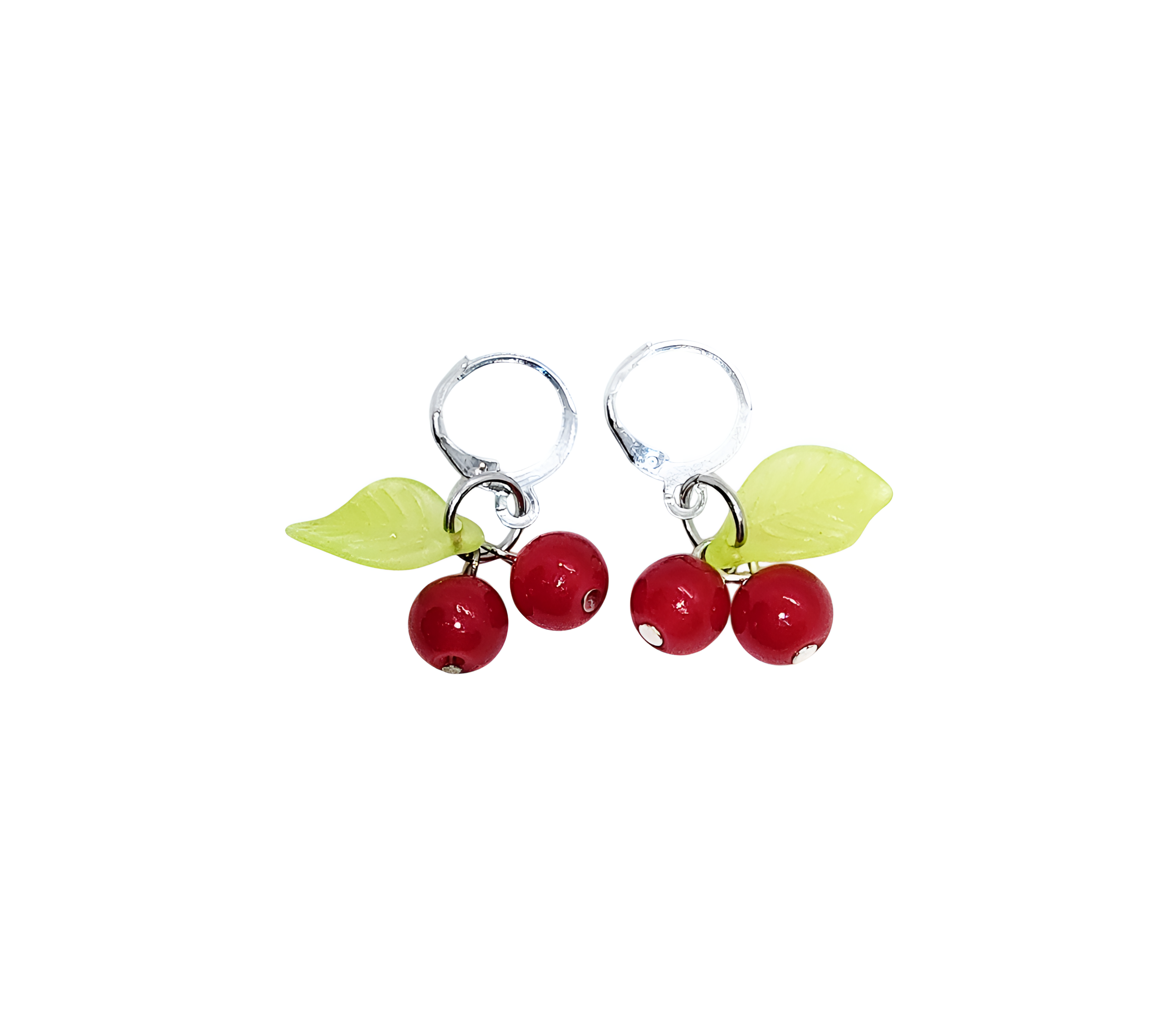 Playful Red Cherry Charm Gold Plated Drop Earrings 
