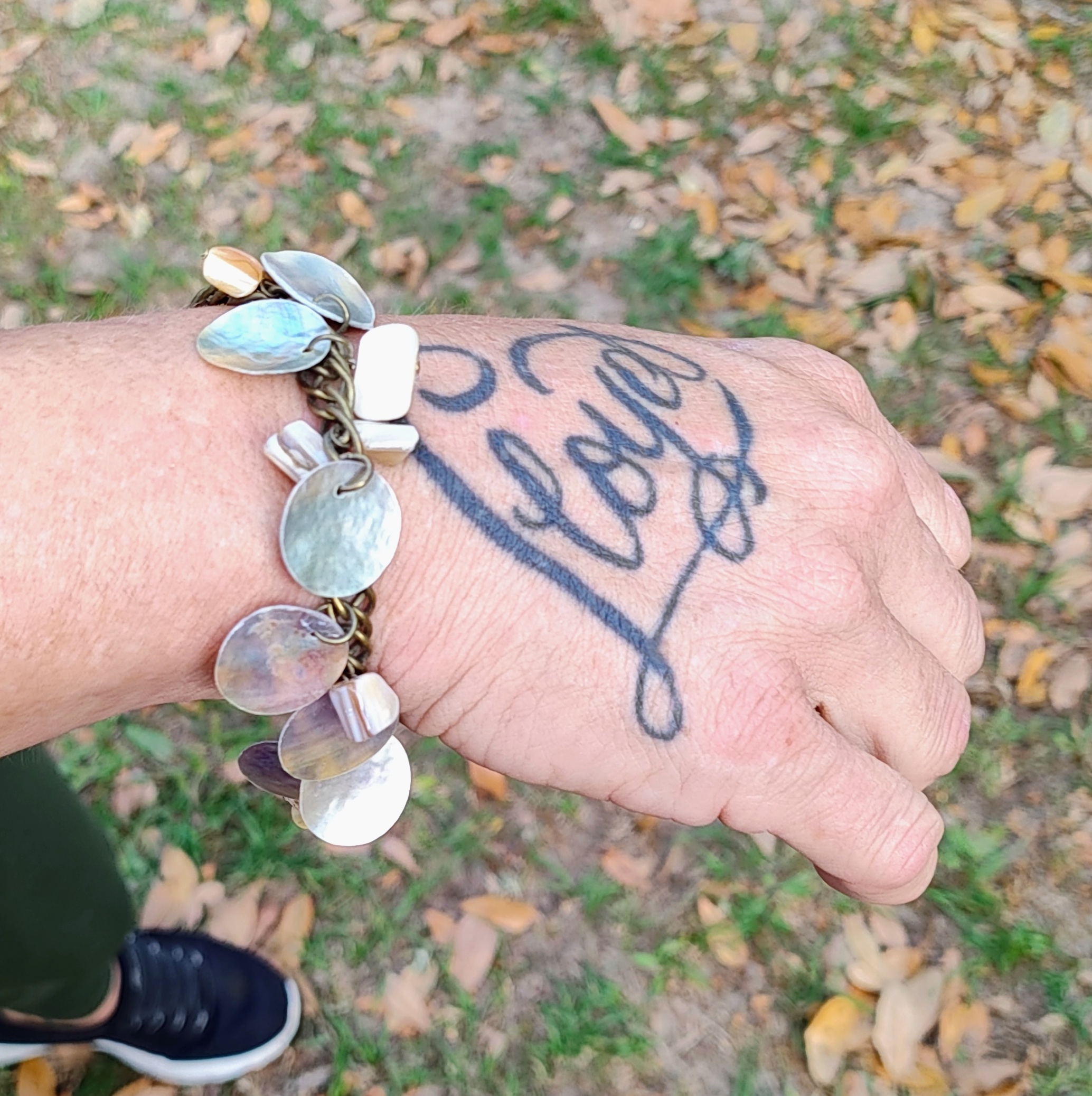 Bronze Mother of Pearl & Shell Charm Bracelet 