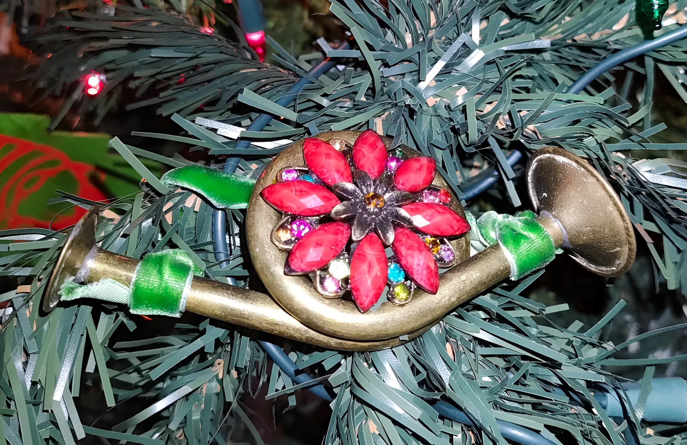Upcycled Mini Trumpet Christmas Ornament 