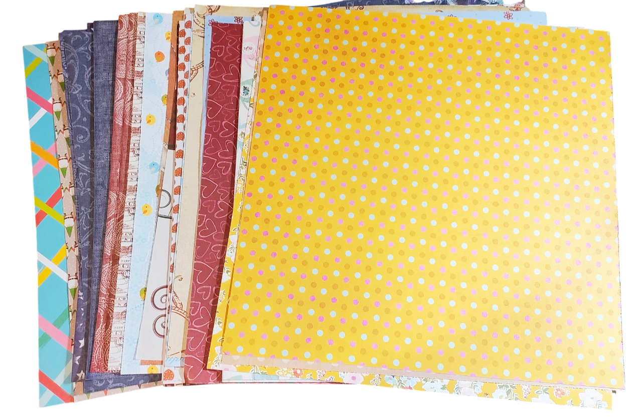 Set of 25 Mixed Bulk Lot of 12 x 12 Scrapbook Paper