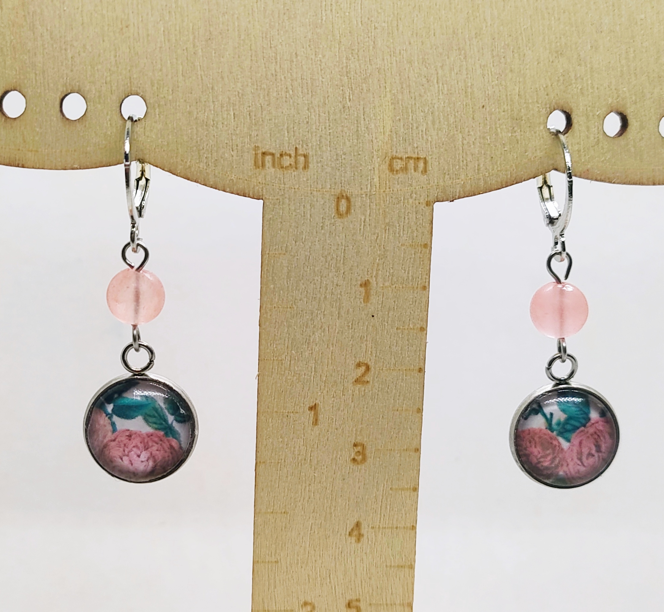 Pink Floral Dangle Earrings