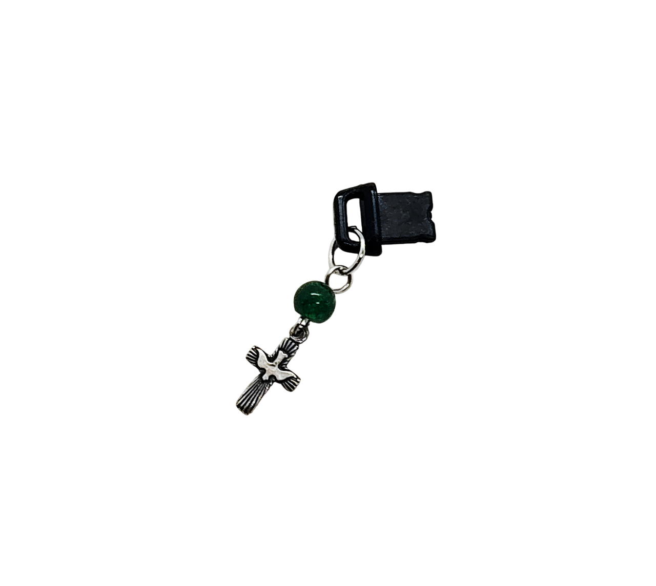 Christian Cross with Dove Beaded Dust Plug Phone Charm