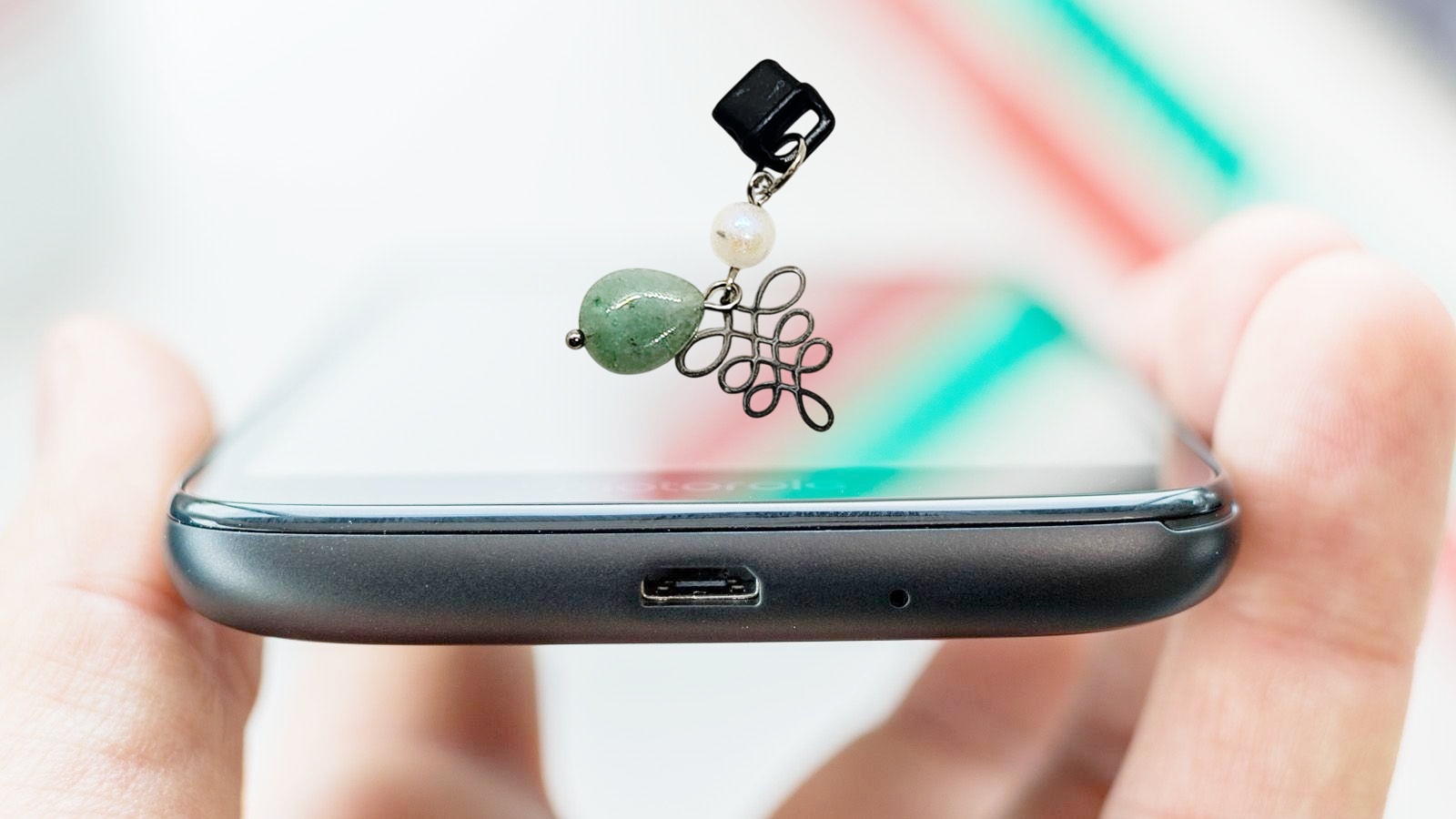 Celtic Knot Gemstone Beaded Dust Plug Phone Charm