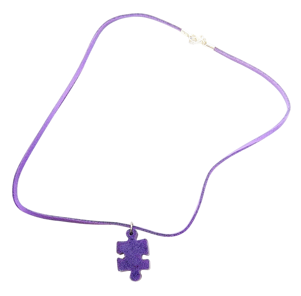 Simple Purple Puzzle Piece Awareness Necklace