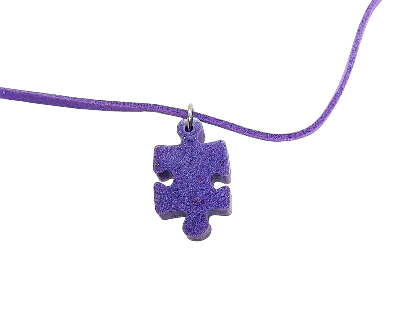 Simple Purple Puzzle Piece Awareness Necklace