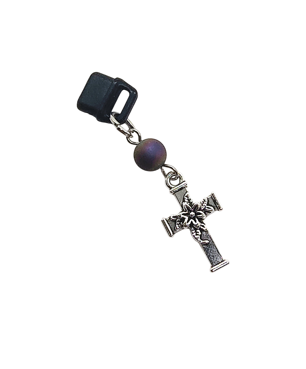Christian Cross Druzy Gemstone Beaded Dust Plug Phone Charm
