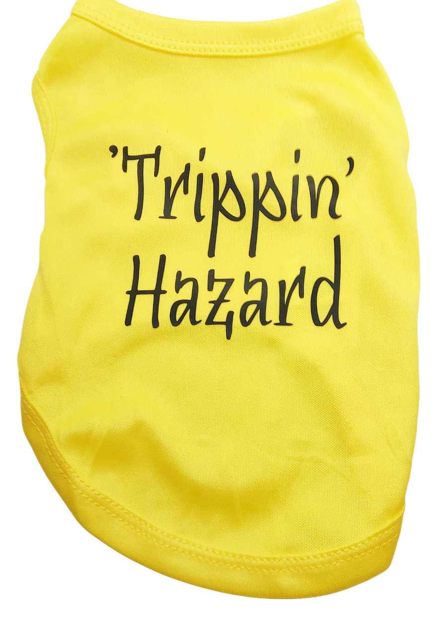 Small Yellow Tripping Hazard Graphic Dog T-Shirt Clothes