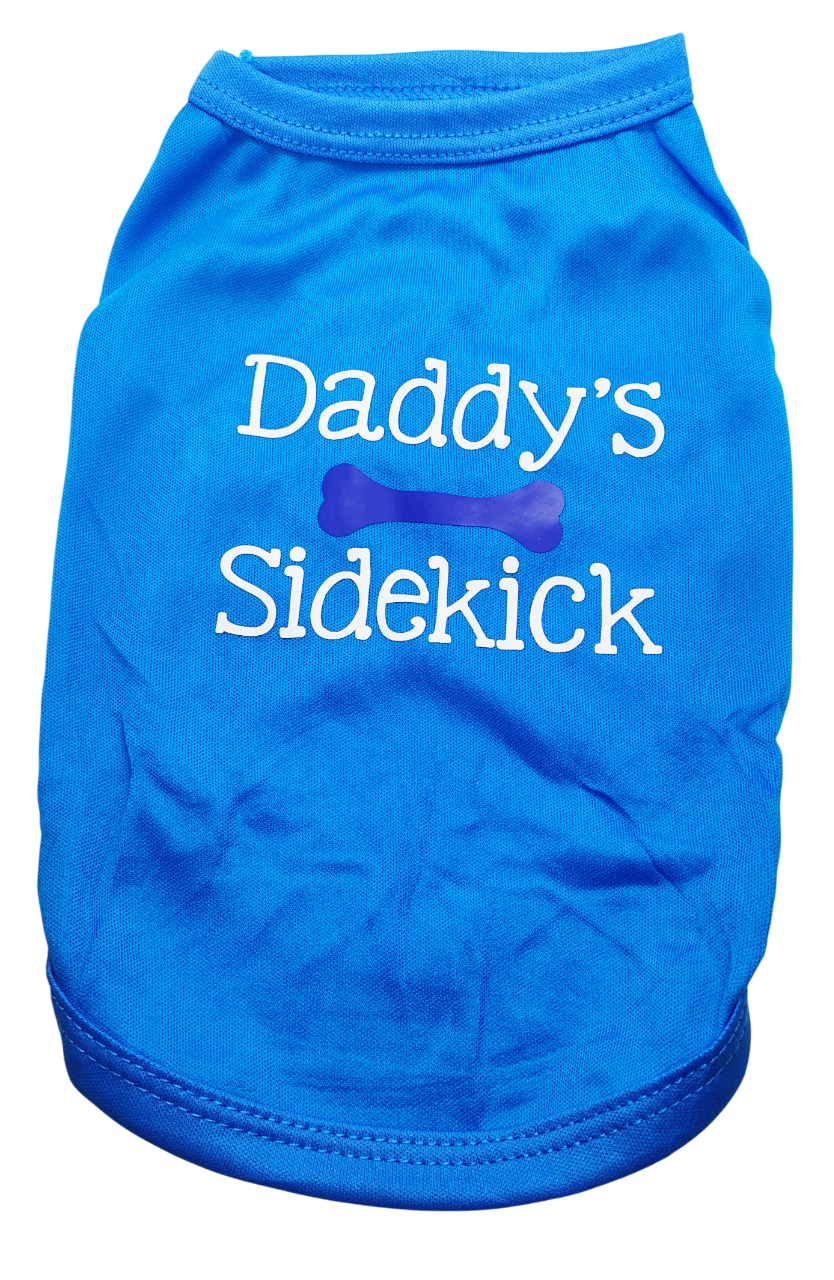 Small Blue Daddy's Sidekick Graphic Dog T-Shirt Clothes