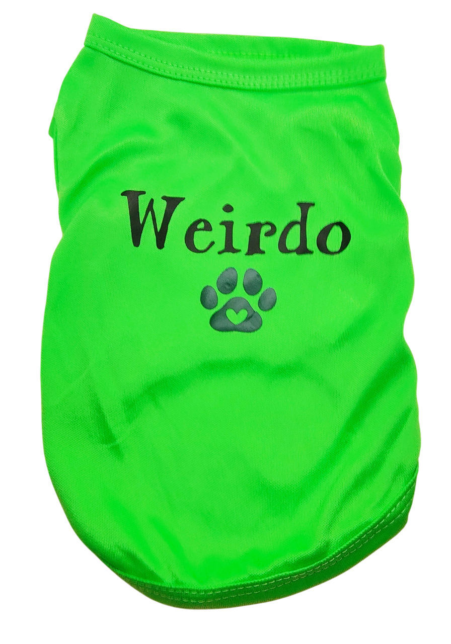 Small Green Weirdo Graphic Dog T-Shirt Clothes