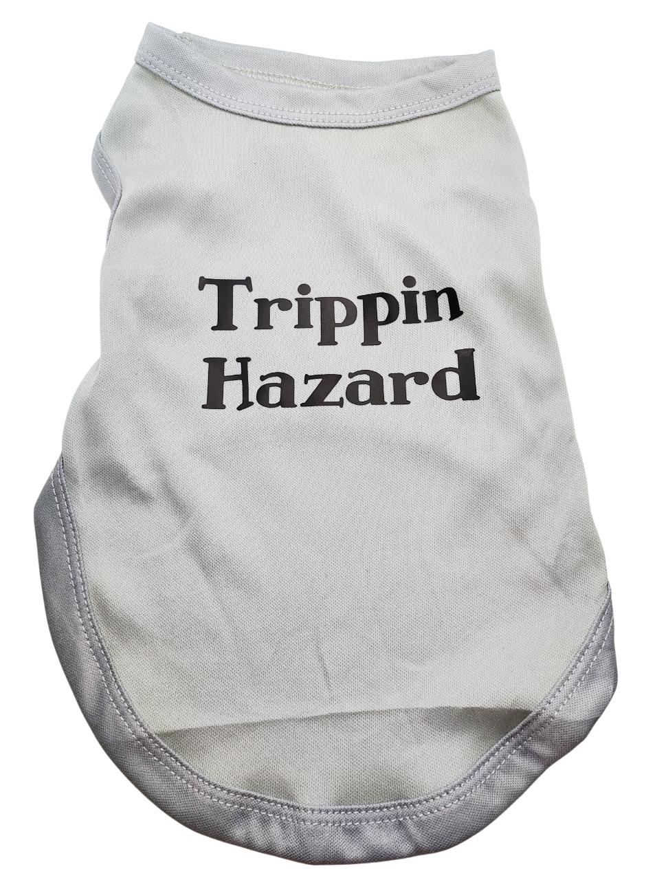 Small Gray Tripping Hazard Graphic Dog T-Shirt Clothes