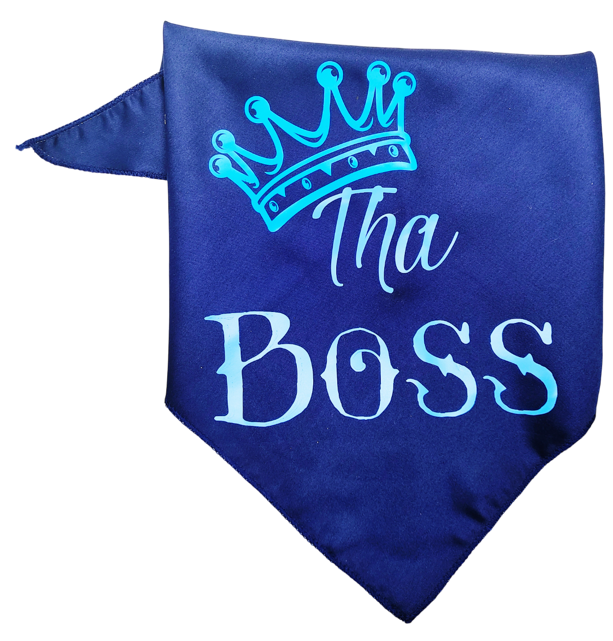 Medium Blue Tha Boss with Crown Dog Bandana Scarf