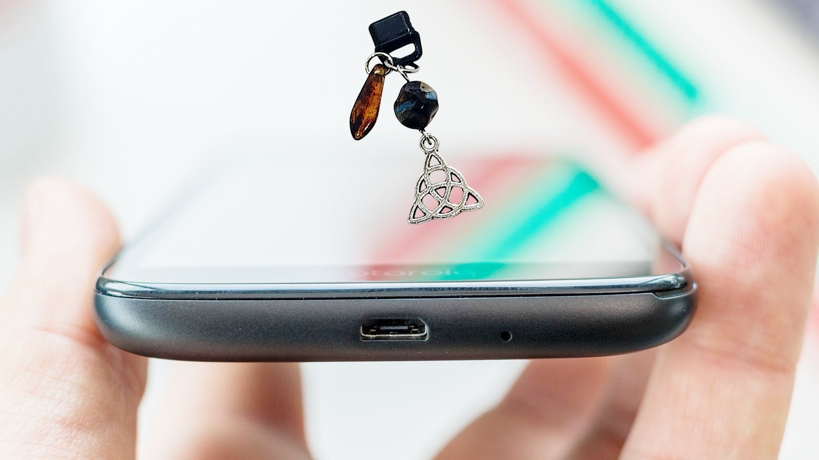 Celtic Knot Beaded Dust Plug Phone Charm