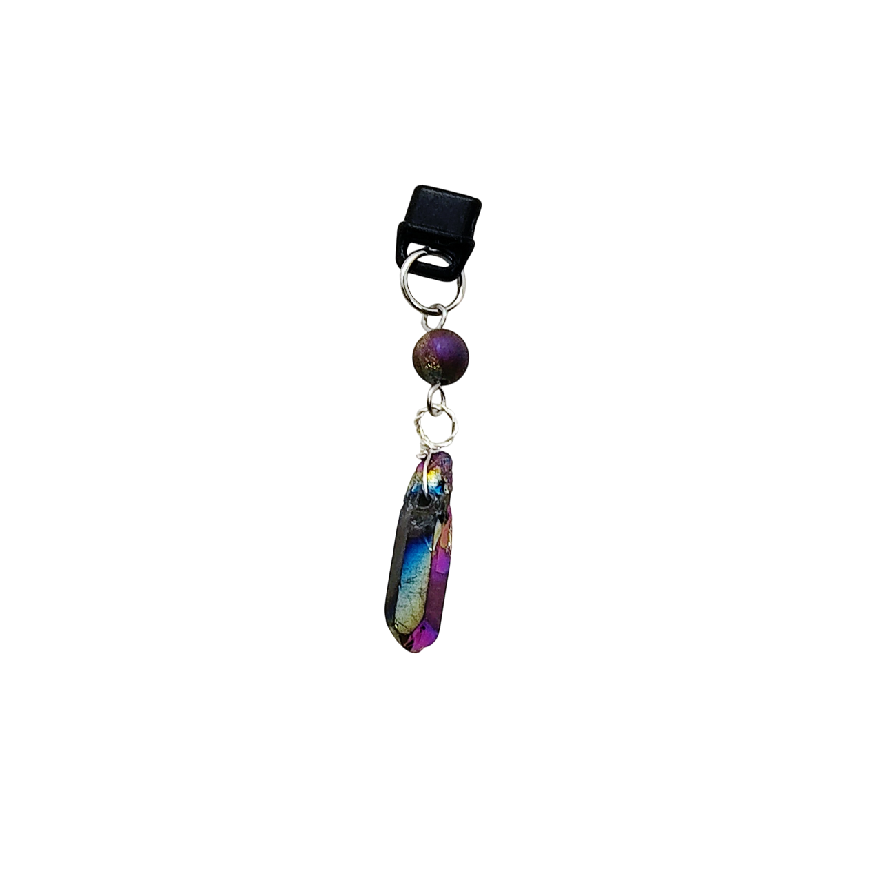 Quartz Point & Druzy Gemstone Beaded Dust Plug Phone Charm