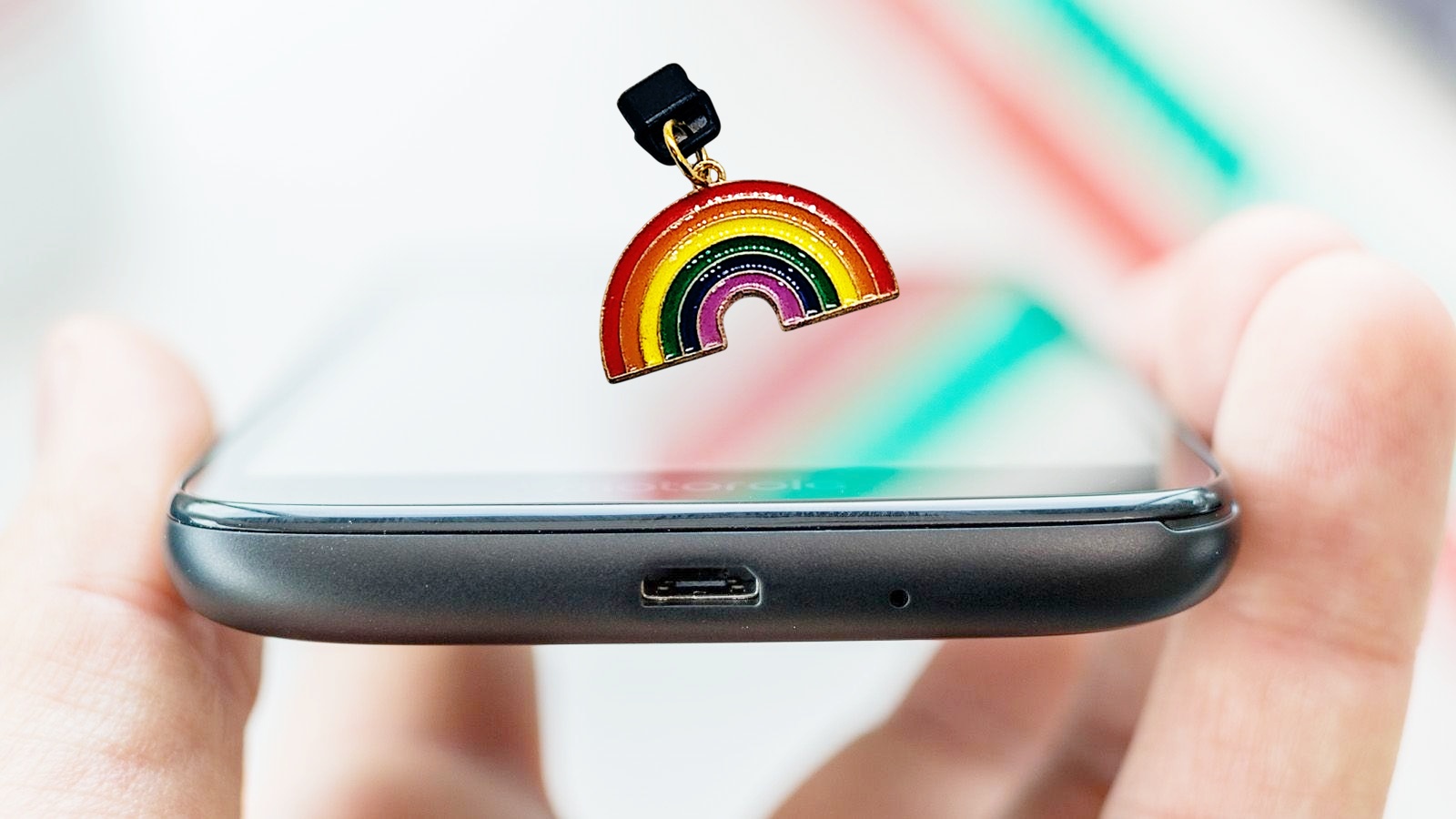 Rainbow Pride Dust Plug Phone Charm