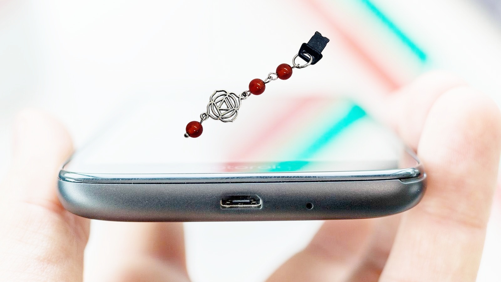 Root Chakra Gemstone Beaded Dust Plug Phone Charm