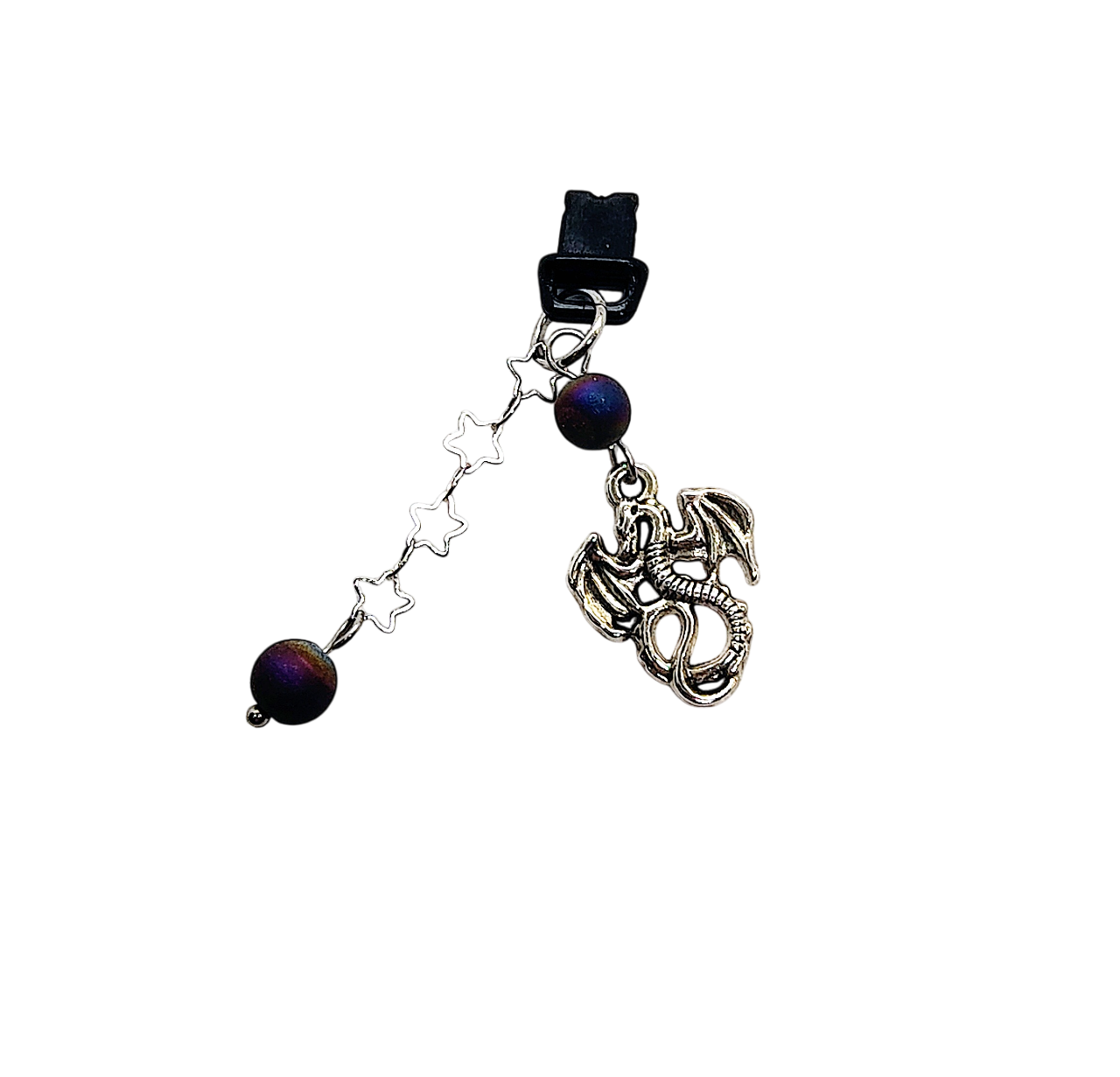 Dragon & Druzy Gemstone Beaded Dust Plug Phone Charm