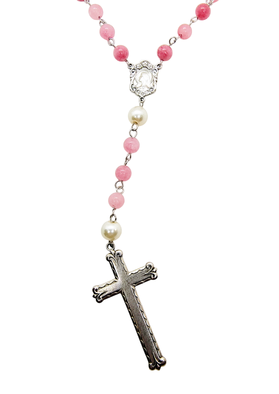 Pink Lepidolite Gemstone Rosary Beads