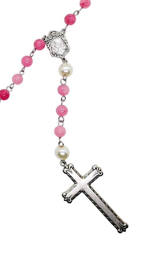 Pink Lepidolite Gemstone Rosary Beads