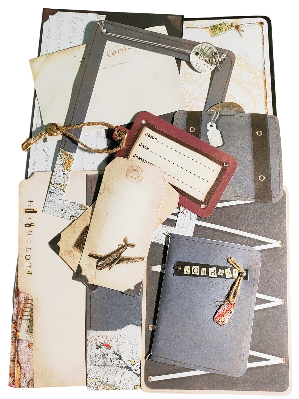 Travel Themed Dimensional Scrapbooking Page Kit