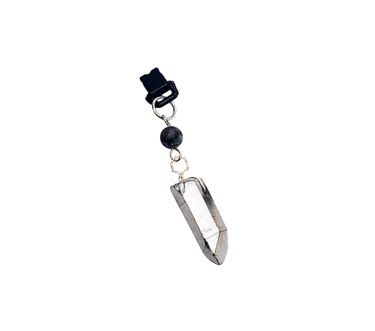 Quartz Point & Labradorite Gemstone Beaded Dust Plug Phone Charm