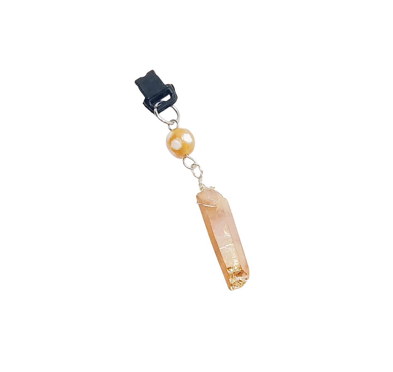 Quartz Point & Gemstone Beaded Dust Plug Phone Charm