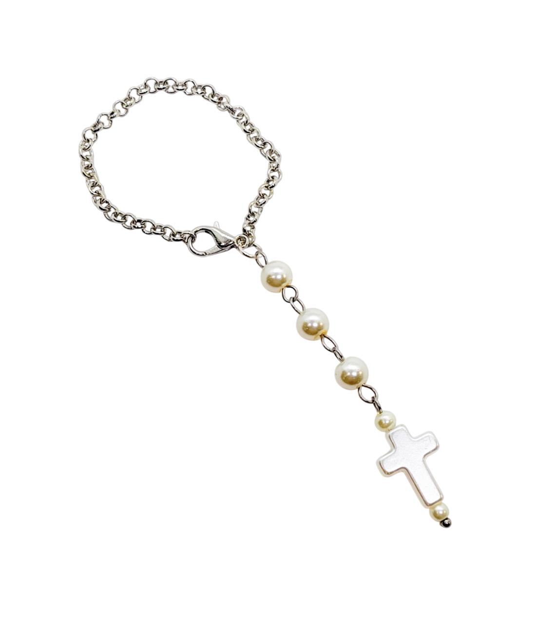 Beaded Pearl Cross Cup Tumbler Charm