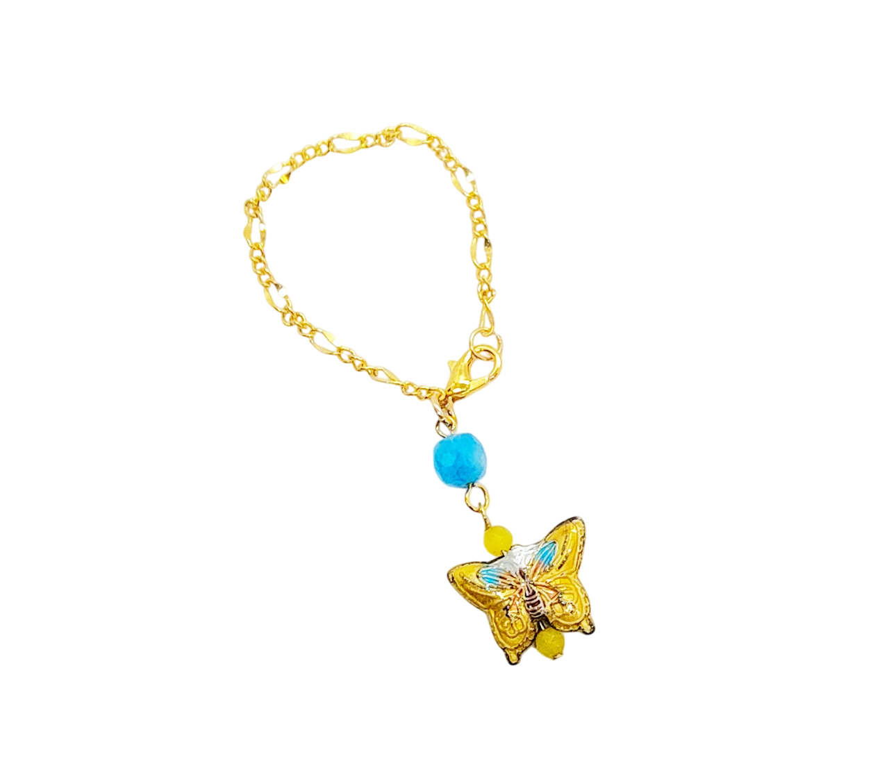 Gold Butterfly Gemstone Beaded Cup Charm