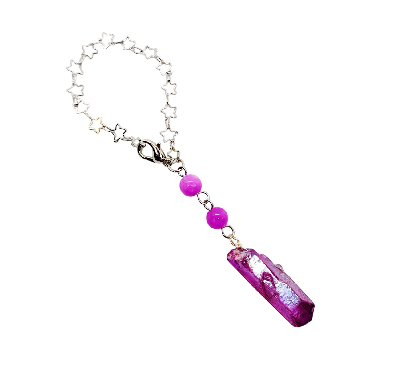 Purple Quartz Point Gemstone Beaded Cup Charm