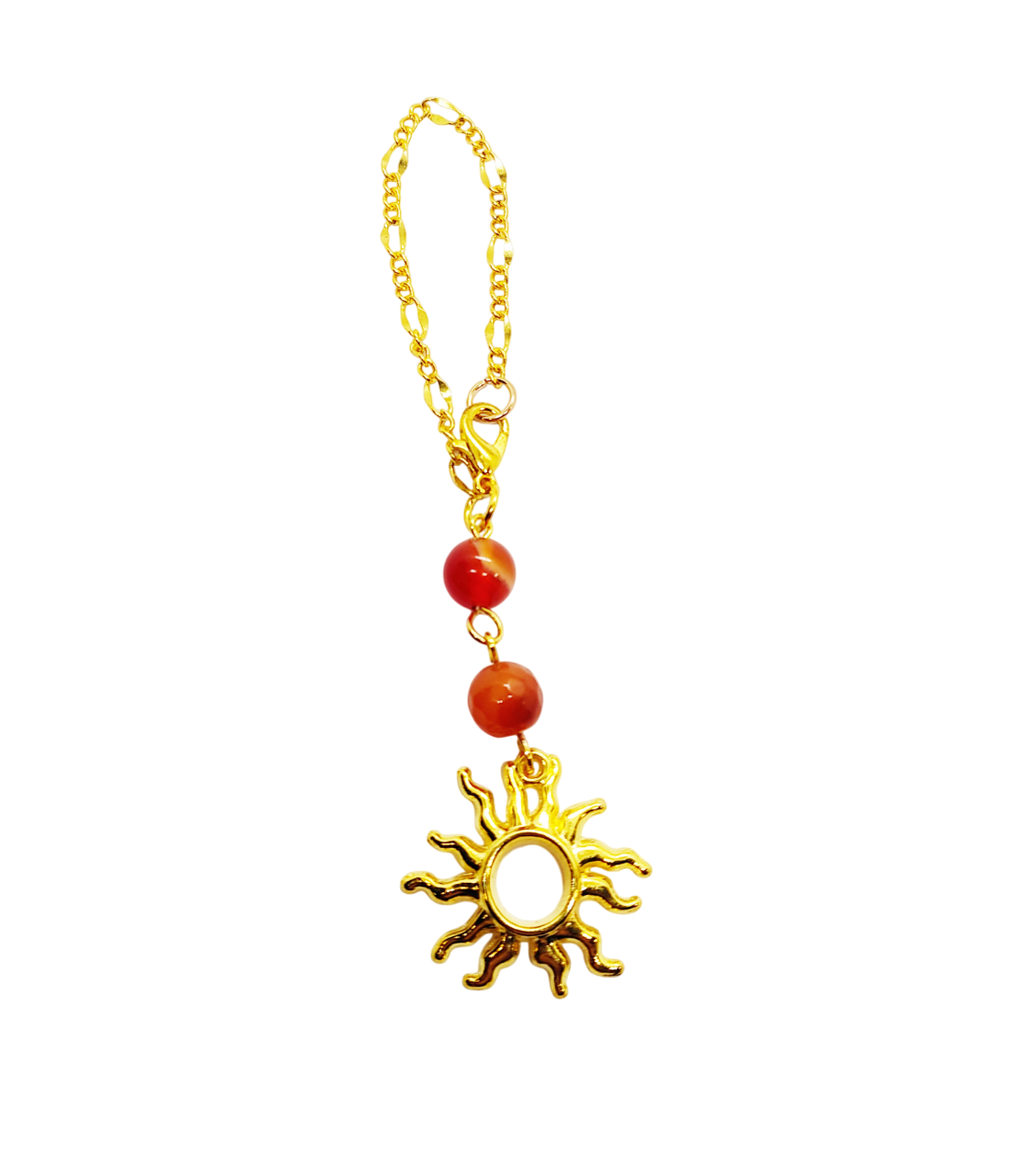 Gold Sun Gemstone Beaded Cup Charm