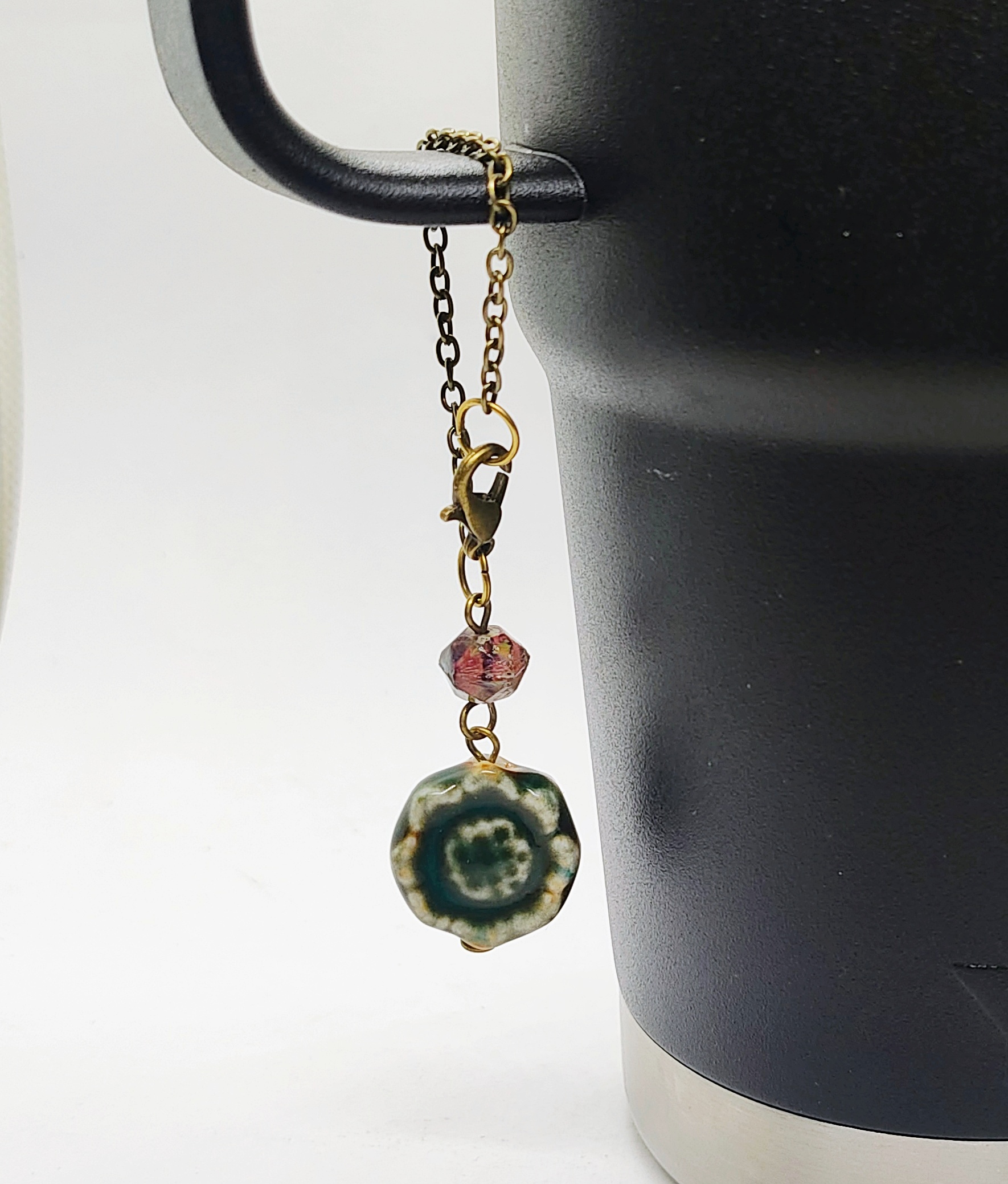 Bronze Flower Beaded Tumbler Cup Charm