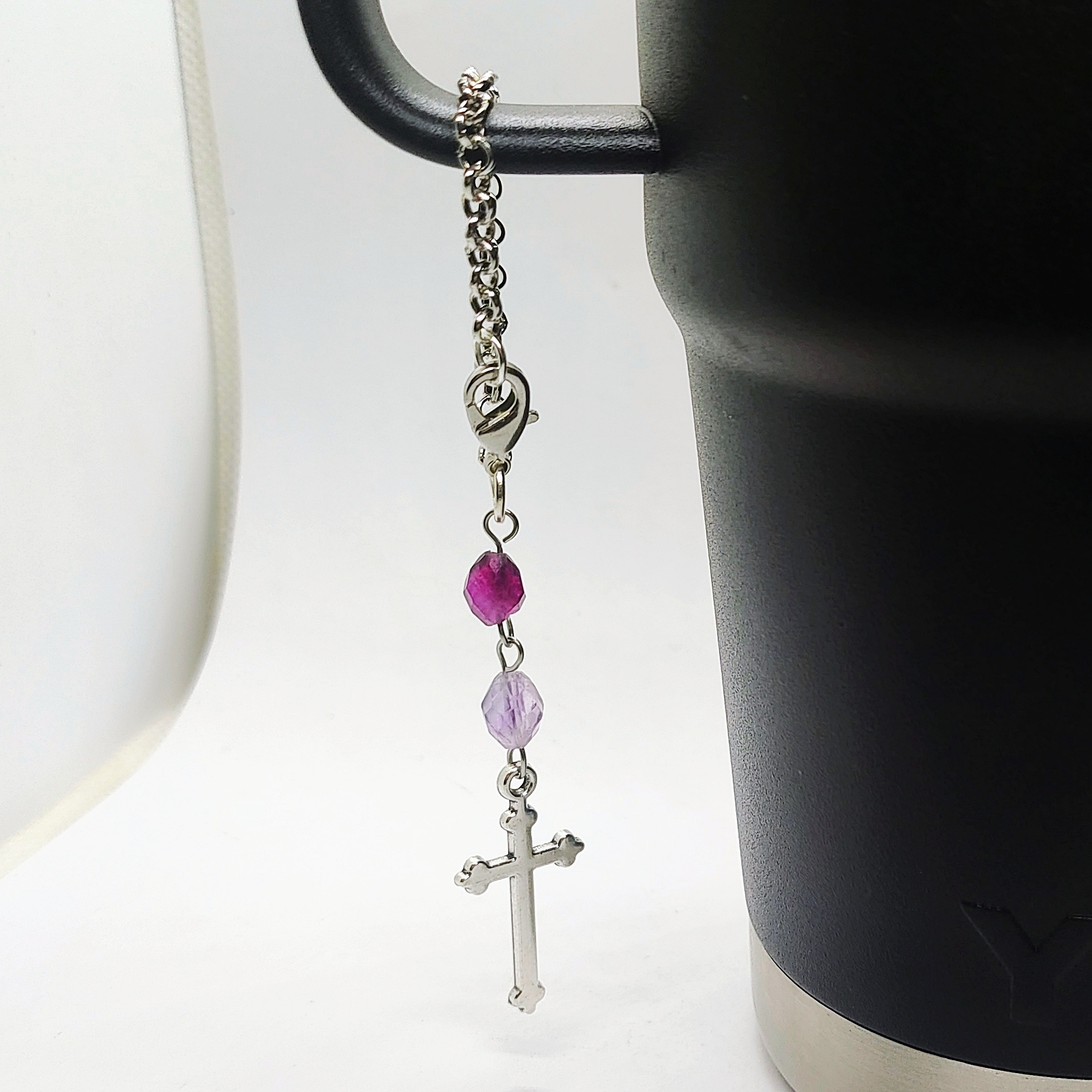 Cross Gemstone Beaded Cup Tumbler Charm