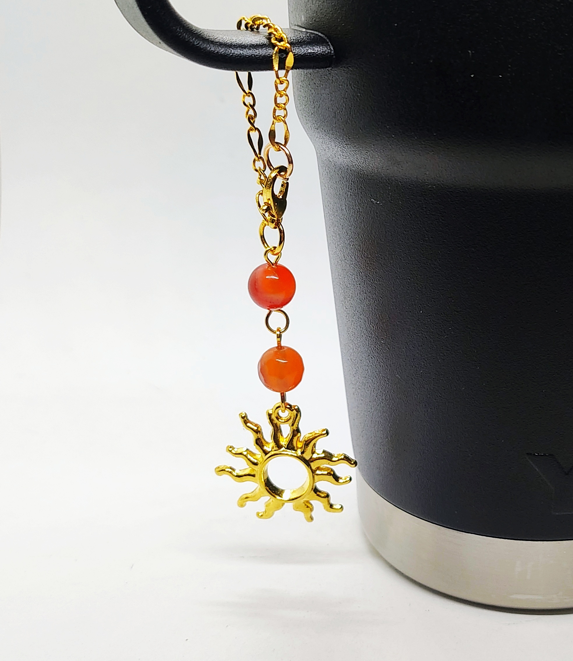 Gold Sun Gemstone Beaded Cup Charm