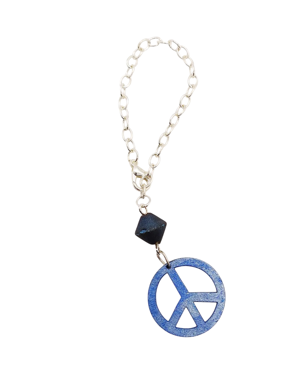 Druzy Gemstone Bead Peace Sign Cup Charm