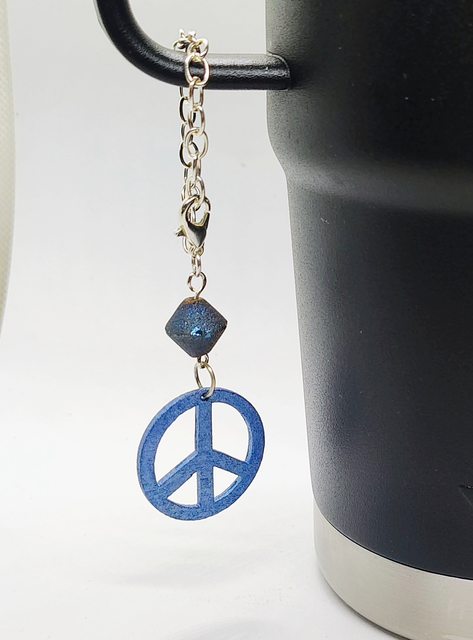 Druzy Gemstone Bead Peace Sign Cup Charm