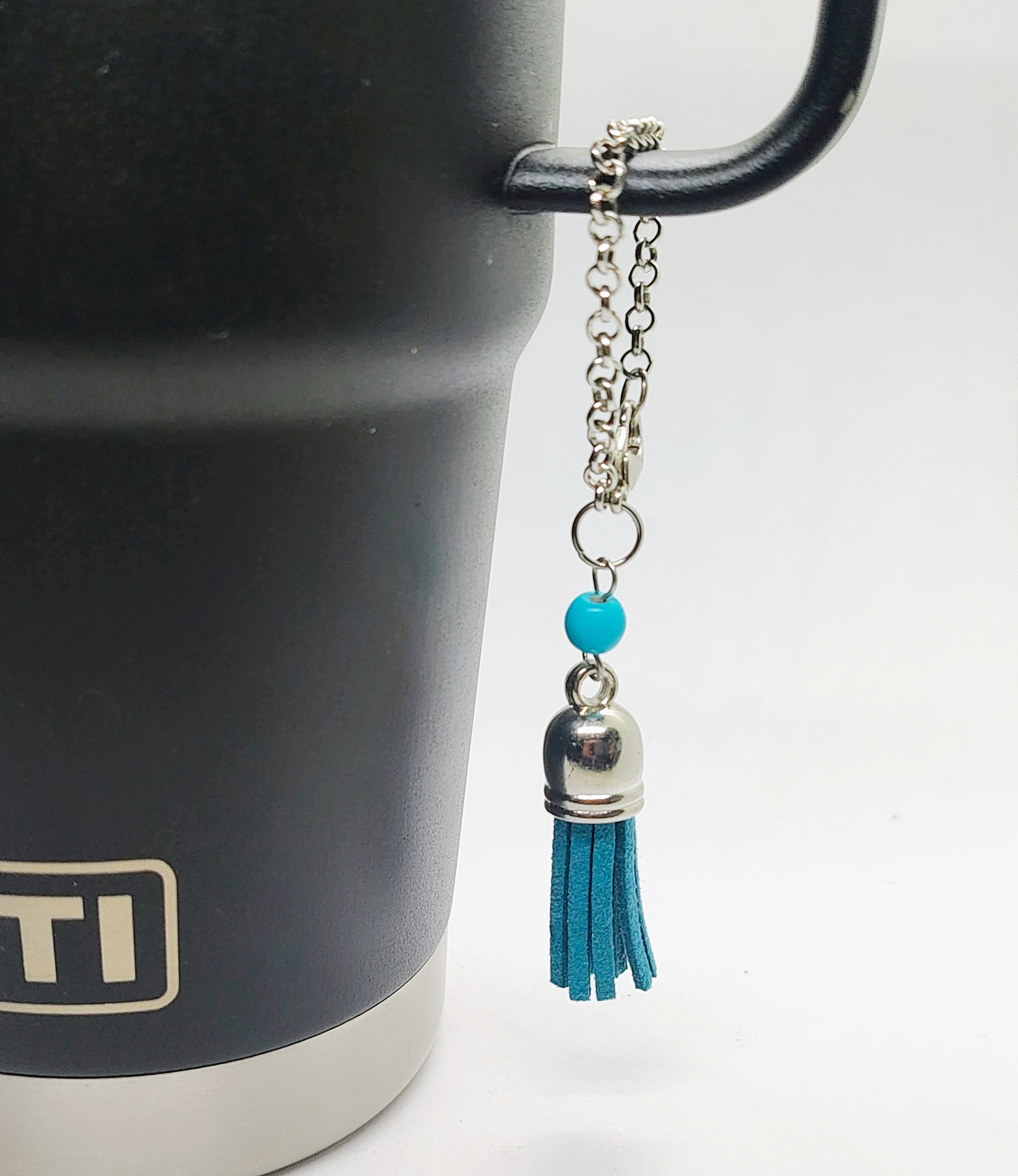 Blue Tassel Turquoise  Gemstone Beaded Cup Charm