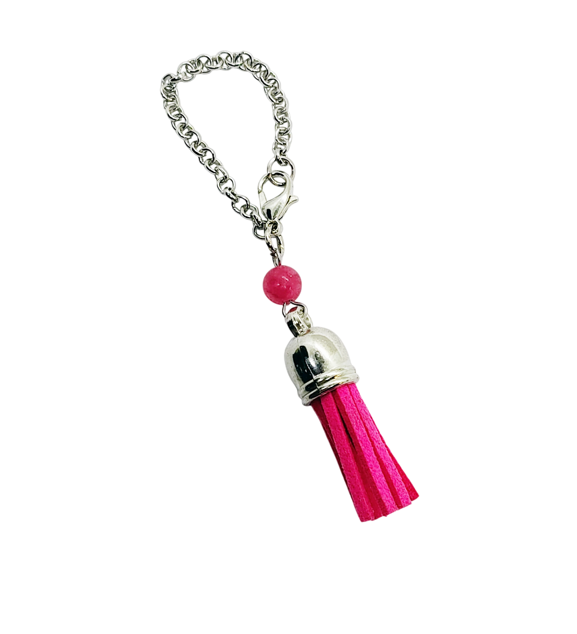 Pink Tassel Gemstone Beaded Cup Charm