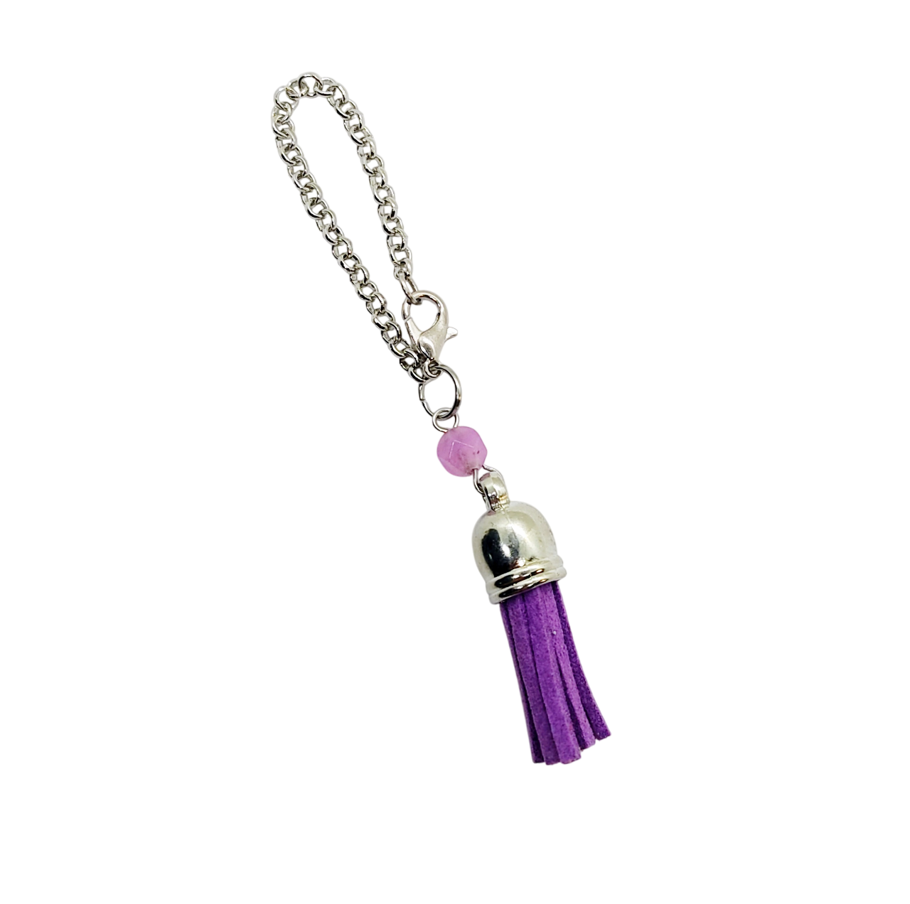 Purple Tassel Gemstone Beaded Cup Charm