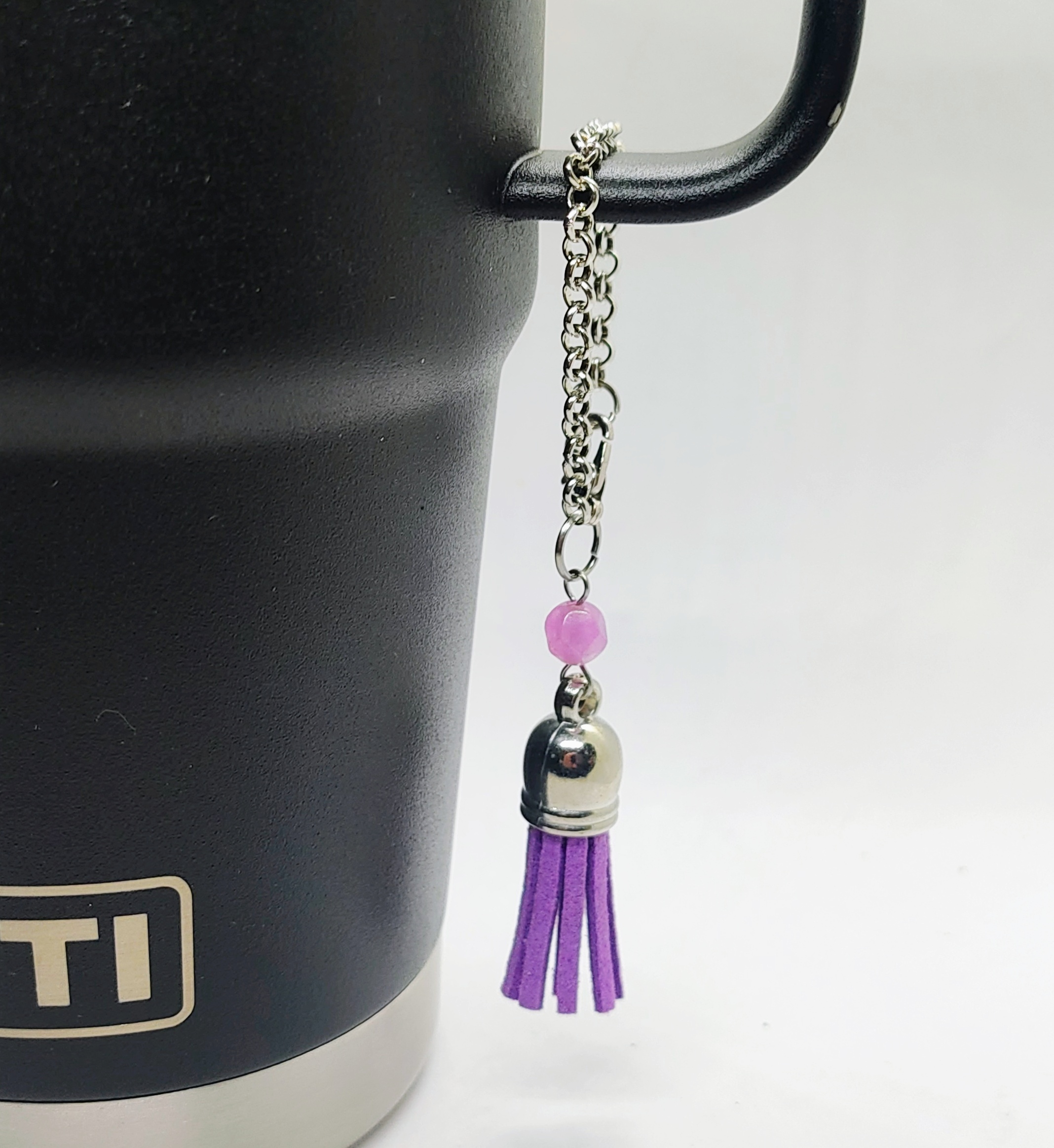 Purple Tassel Gemstone Beaded Cup Charm