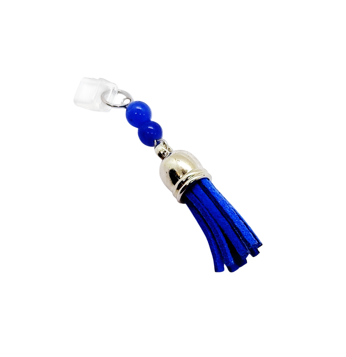 Blue Tassel Gemstone Beaded Dust Plug Phone Charm